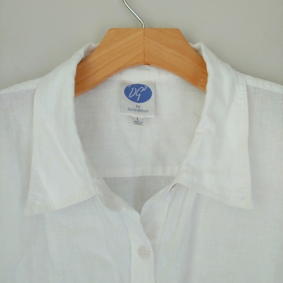 Diane Gilman Linen Button Down Shirt White Size Large - Picture 7 of 12